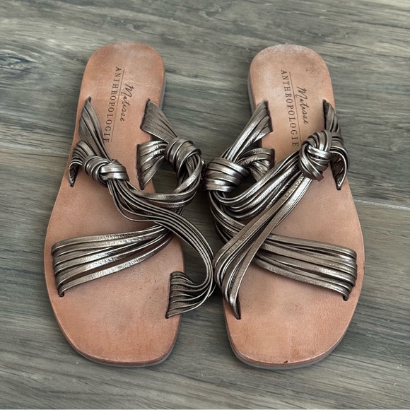 MATISSE ANTHROPOLOGIE Mystic Metallic Bronze Strappy Knot Leather Sandals - Picture 3 of 5